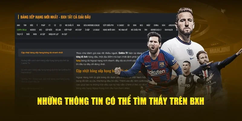 Theo dõi thông tin tìm được trên BXH 