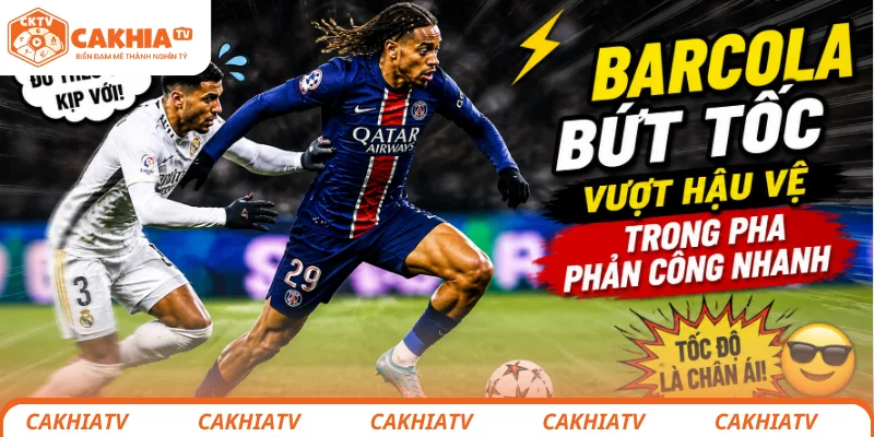 Barcola bứt tốc vượt hậu vệ trong pha phản công nhanh